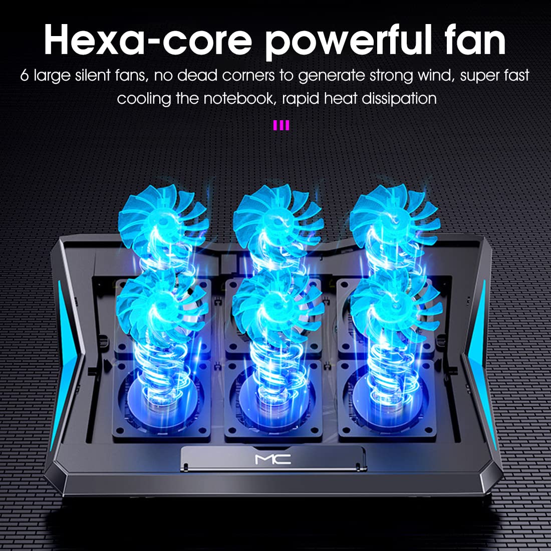 Verilux Laptop Cooling Pad for 11–17.3 Inch Notebooks with 6 Quiet Fans and Dual USB Ports | Adjustable RGB Stand