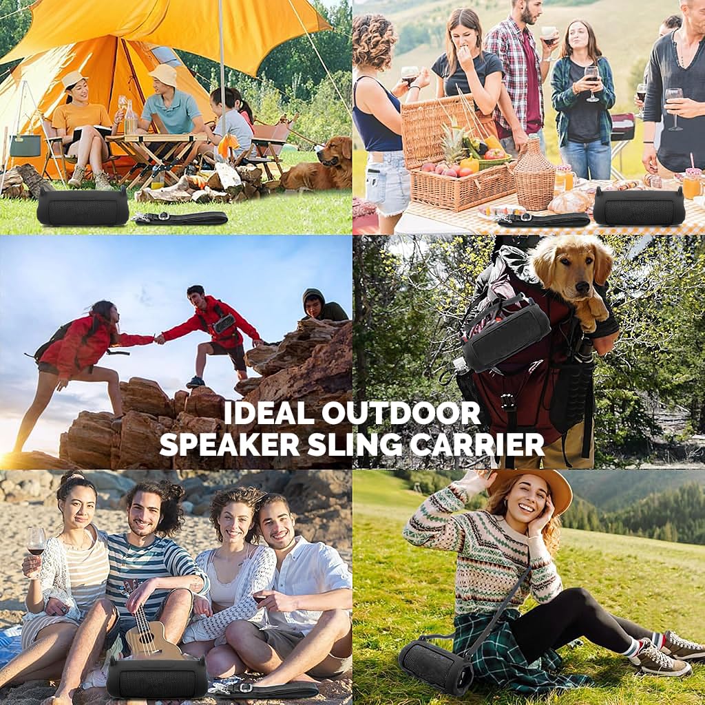 ZORBES® Silicone Case for JBL Flip 7 Portable Waterproof Speaker, Portable Travel Soft Cover with Shoulder Strap, Protective Skin Case (Black Case Only)