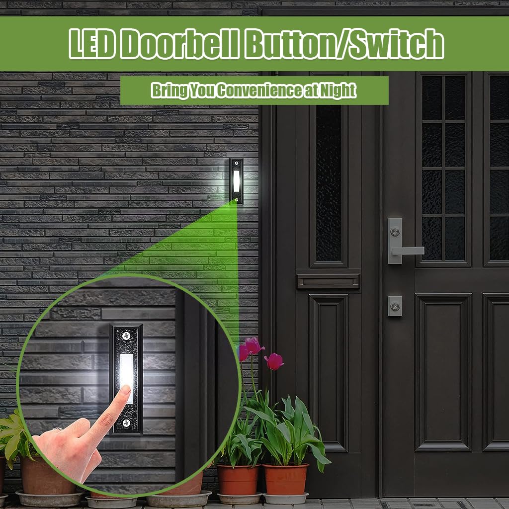Verilux® Lighted Switch Button for Doorbell Switch Button for Door Bell Wired Door Bell Push Button for Gate Wall Mounted LED Switch Button for Door Bell Auto Roll Shutter Door