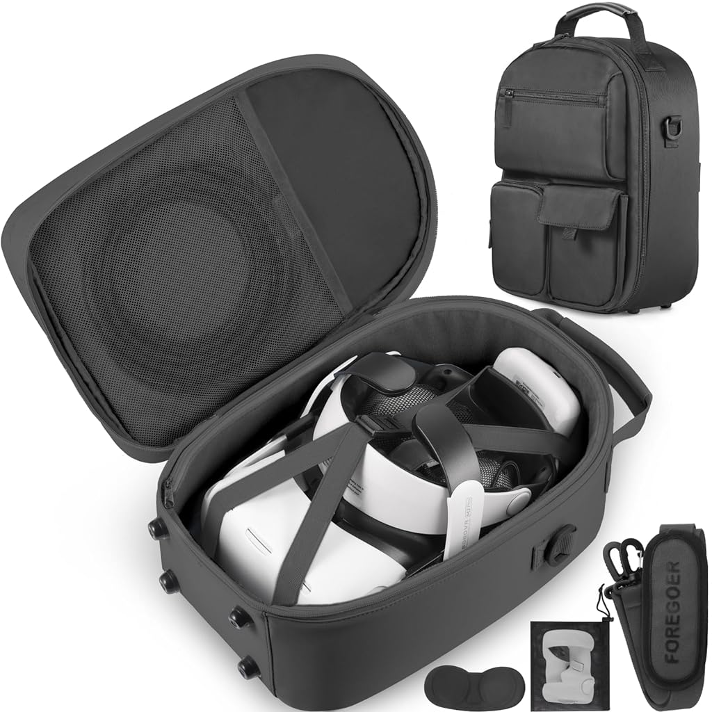 ZORBES® Carrying Case for Meta Quest 3/Quest 3/Vision Pro, Hard Travel Storage Case Compatible with Meta Oculus Quest 2/3 Headset, Travel Bag with Handle & Shoulder Strap, VR All-in-One Gaming Headset - verilux