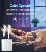 Verilux Humidifier for Room Moisture with 2L Tank and Dual Spray Nozzle | 28dB Quiet 7‑Color Light