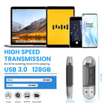 Verilux Pendrive 128GB with USB Light‑ning and Micro USB Ports featuring Metal Body | High Speed Data Transfer for iPhone Android and PC
