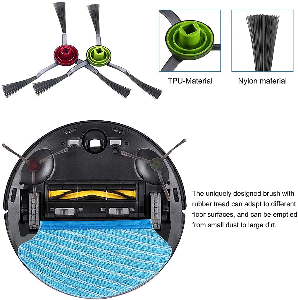 Verilux Replacement for Ecovacs DEEBOT OZMO 920/ ECOVACS DEEBOT OZMO 950 Robotic Vacuum Cleaner Accessory Kit Pack of 1x Main Brush, 3x Filter, 4x Side Brushes.