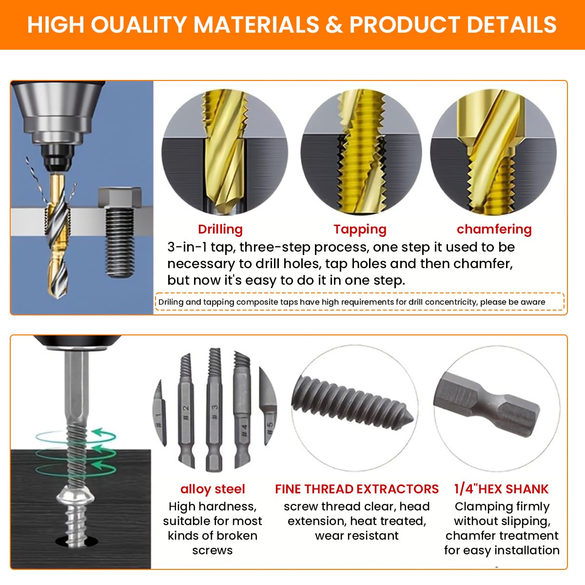 Serplex 11PCS Drill Bit Set with Screw Extractor Bits M3-M10