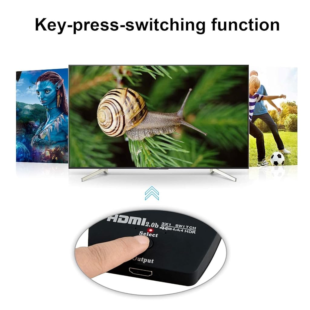 Verilux® 4K@60Hz HDMI Splitter, 3 Input to 1 Output Manual HDMI Switcher, Support HDCP2.2,HDR,1080P 3D,HDMI Switcher 3 in 1 Out for Fire Stick,PS5,Sky Box,X Box,Games Consoles,DVD,PC,Roku,fire Cube - verilux