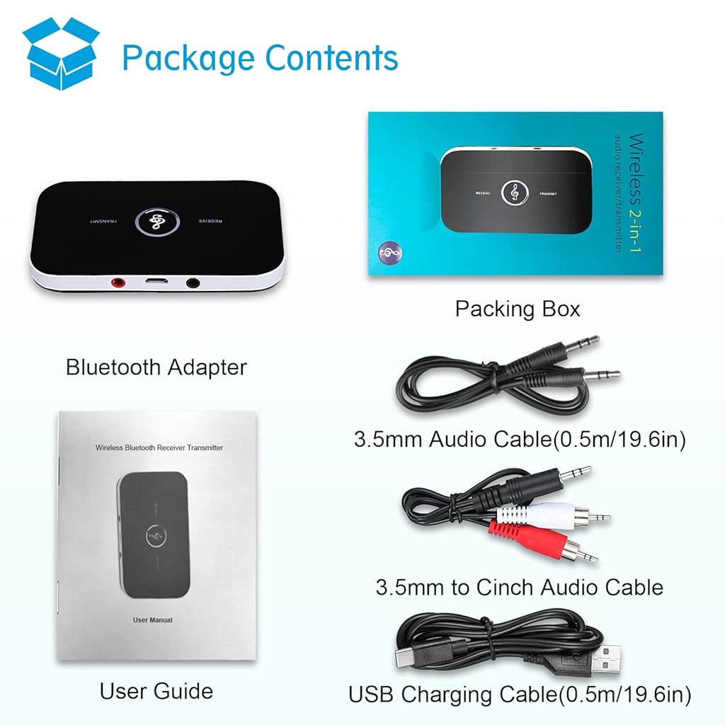 ZORBES® Bluetooth 5.0 Transmitter & Receiver for TV, Home Theatre, Car, Music System