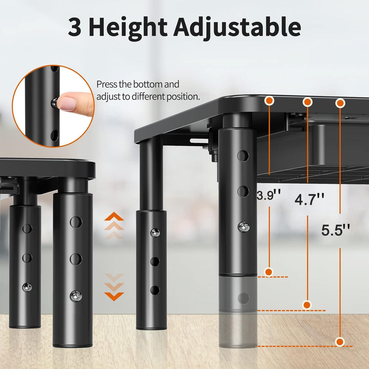 Zeitel® Monitor Stand Riser Monitor Stand Riser with Drawer, Phone Holder, Monitor Stand with Storage, Laptop Stand with Drawer for Desk Adjustable Height, for Computer, Laptop, Load Up to 40LBS/18KG