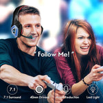 Verilux Gaming Headset for PS4 and PS5 with 40mm Stereo Surround Sound and LED Lights | Noise Cancelling Mic