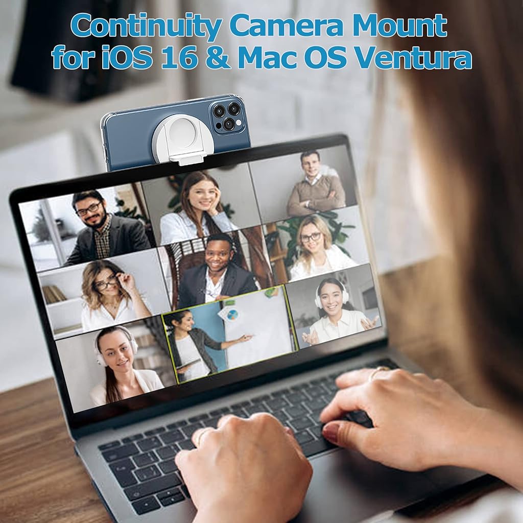 ZORBES® Continuity Camera Mount Magnetic Laptop Phone Holder for MacBook Laptops iPhone 14 13 12 Series Compatible with Magsafe Webcam Mount for iOS 16 macOS Ventura 3PCS