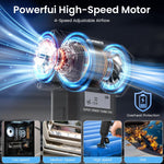 ZORBES® Handheld Air Duster, Mini Blower Fan Turbo Jet Blower with Display, 2 Nozzles Ultra Strong 4 Stage Wind Adjustment, USB LED Portable Air Blower for Car Cleaning Computer Keyboard Travel Hiking