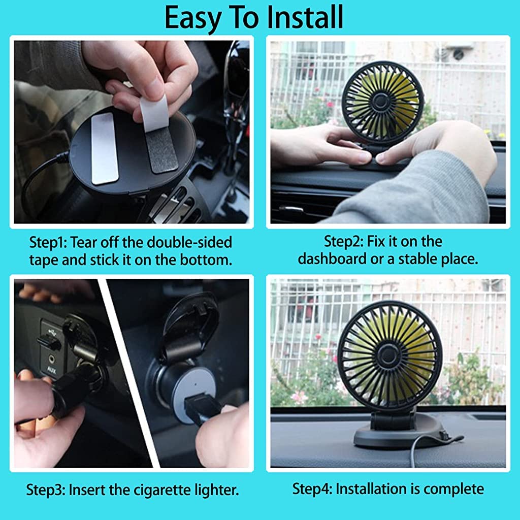 ZORBES® Car USB Fan Desk USB Fan 360° Rotatable USB Fan for Car Fan Desk USB Fan Portable USB Fan for 12V /24V Cars, SUV Trucks, Boats, Sightseeing Car