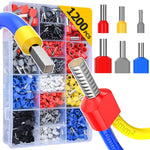 Serplex® 1200Pcs Wire Ferrules Terminals Kit, 900Pcs Single Terminal Connectors and 300Pcs Double Wire Terminals Insulated & Non-insulated Wire Ferrules Connectors for Electricity, Industrial