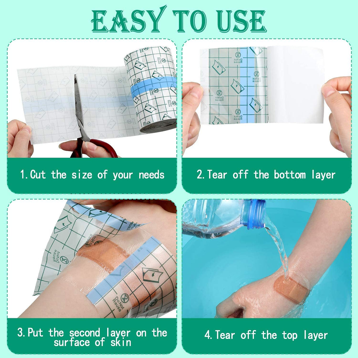 HANNEA® Freely Cut Transparent Stretch Adhesive Bandage Dressing PU Film Wound Waterproof Sticker Good for Wound Healing Both for people or Pets Dressing Pads Tattoo Aftercare Bandage(1.97*196.8inch)