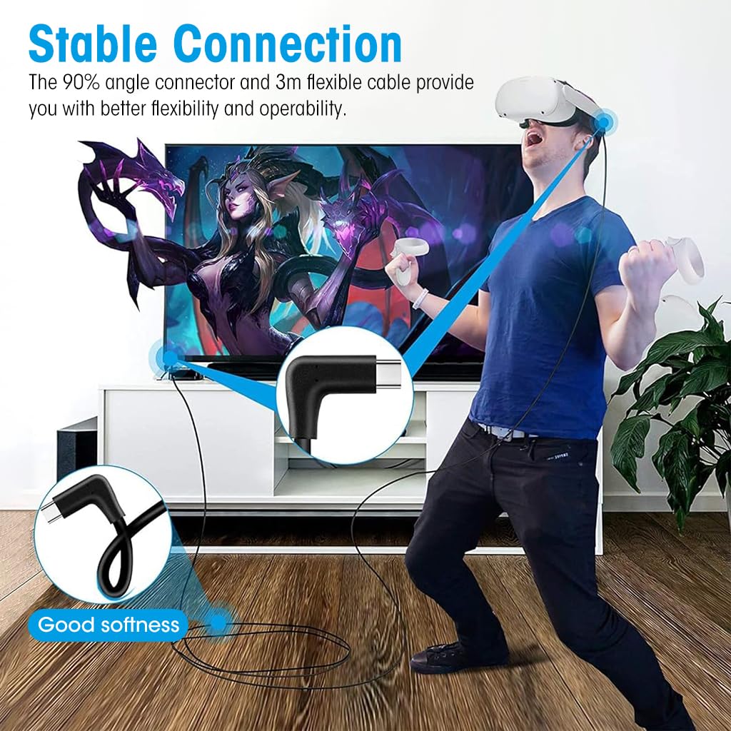 Verilux USB C to USB C Cable for Oculus Quest with PD Fast Charging and 5Gbps Data Transfer 9.8 ft