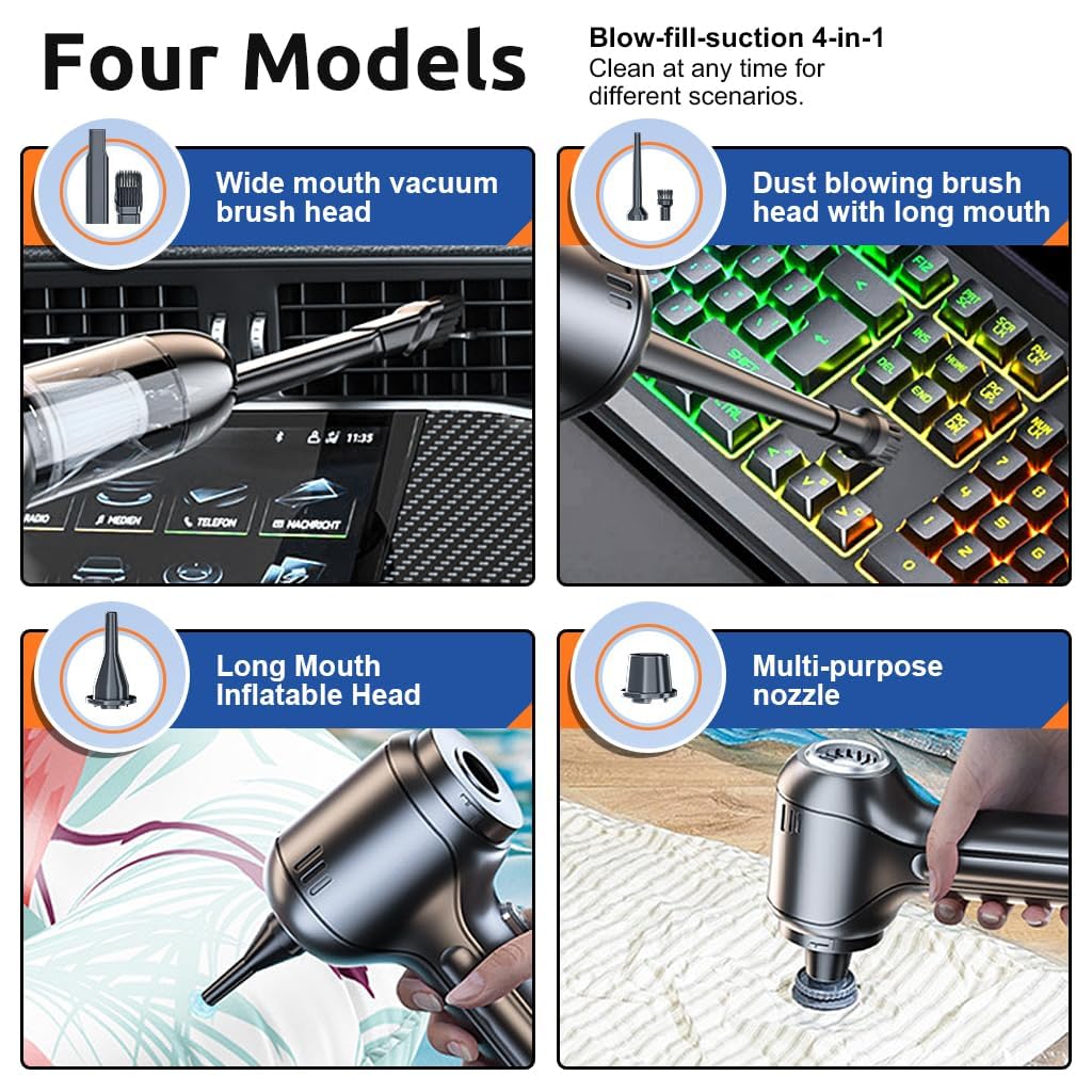 ZORBES® Car Vacuum Cleaner-Wireless Handheld Car Vacuums with Best Suction,Brushless Motor 19000PA High Power,3 in 1 Mini Portable Vacuum Cleaner Cordless for Home,Office,Kitchen,Cars