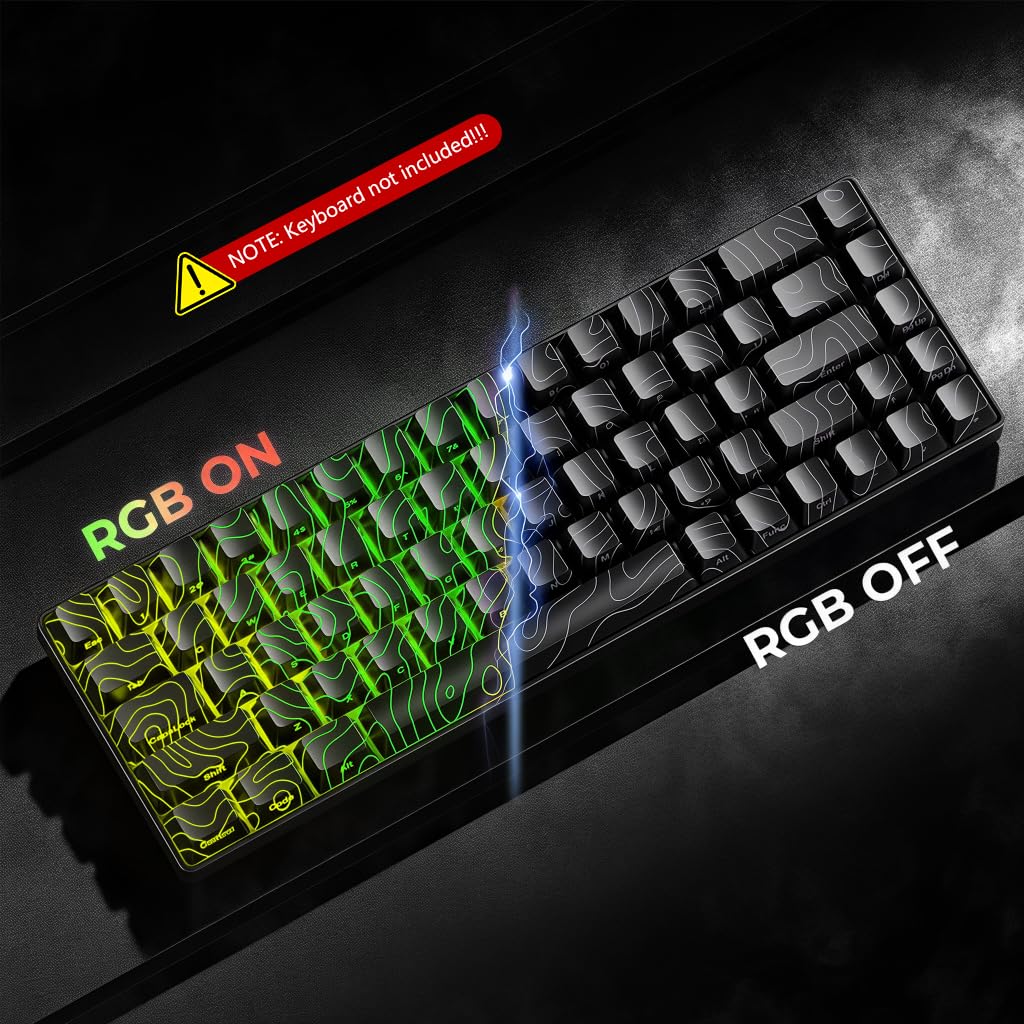 ZORBES® 130-Key Custom Topographic Keycaps, Fashion Contour Line Design,Minimalist Line Backlit Mechanical Keyboard Gaming Keboard Keycap Set