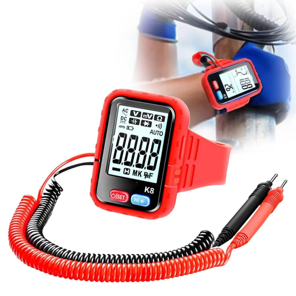 Serplex® Wrist-Worn Digital Multimeter with 4.3 Inch LCD Display, True RMS, Auto-Ranging, AC/DC Voltage Current Resistance Continuity Diode Capacitance Frequency Measurement for Electricians and DIY