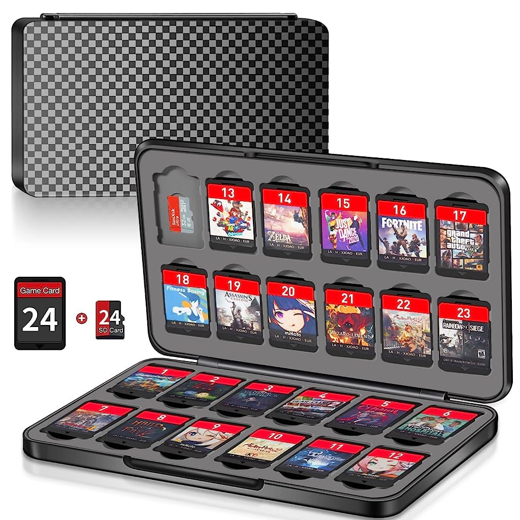 ZORBES® Switch Game Cassette Case for 24 Switch Game Cartridges Portable Cassette Holder for Switch Games, Hard Shell Game Cassette Organizer Case for Switch Games Cartridges (Cartridges Not Included)