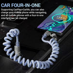 Verilux 4 in 1 Type C Phone Charging Cable with 240W PD | Extendable Spring Cord for Travel