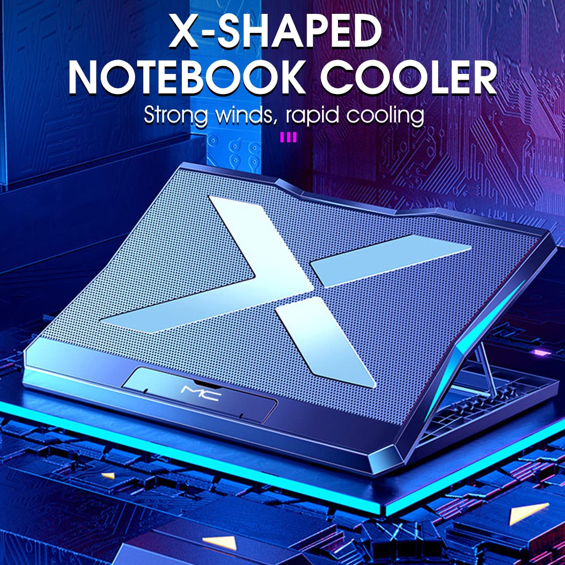 Verilux Laptop Cooling Pad for 11–17.3 Inch Notebooks with 6 Quiet Fans and Dual USB Ports | Adjustable RGB Stand