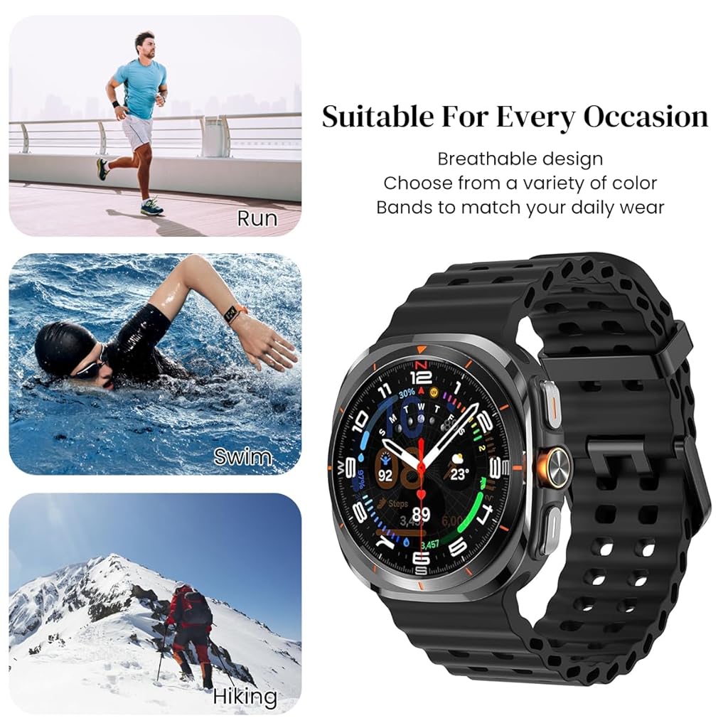 ZORBES® Fashion Silicone Watch Band forSamsung Galaxy Watch 7 Ultra 47mm Porous Adjustable Size Silicone Watch Strap Men Women Fashion Sport Athleisure Band Samsung Galaxy Watch 7 Ultra