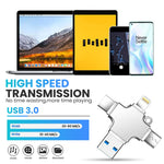 Verilux Flash Drive 128GB for iPhone and Android with 4 in 1 Type-C USB Design | Metal Keychain