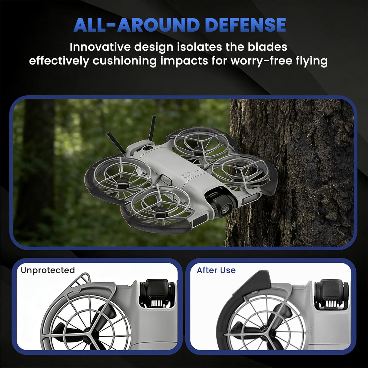ZORBES® Propeller Guards for DJl Neo 2 Drone, Anti-Collision Drone Propeller Bumper Cover, Lightweight TPE Protective Guards Snap-on Shockproof Frame Bumper Guards