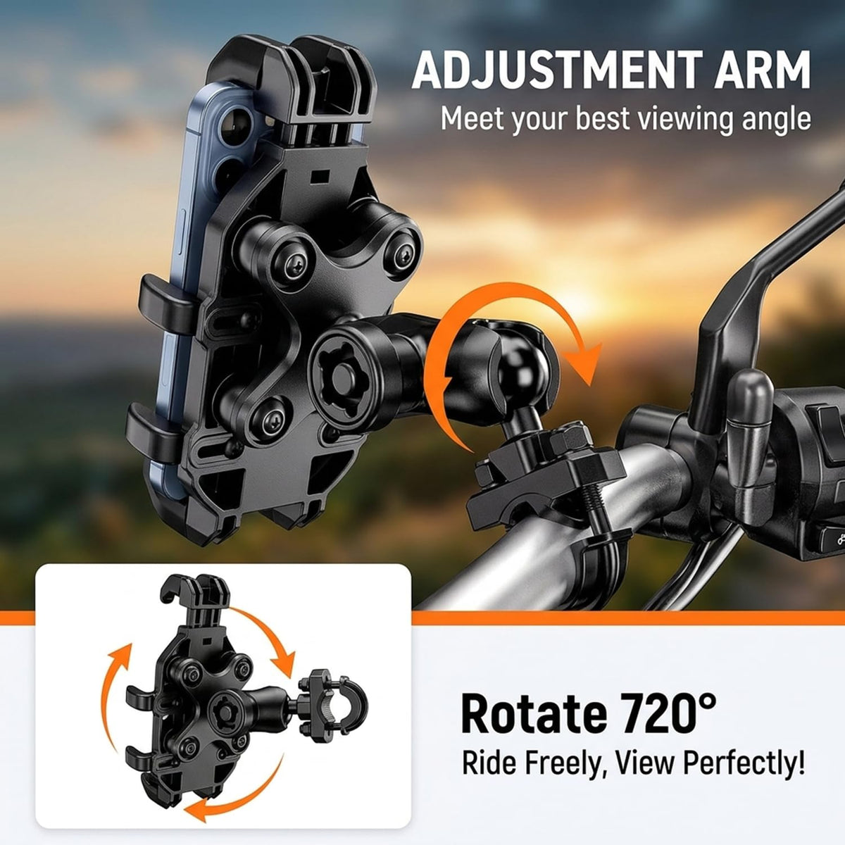 ZORBES® Motorcycle Phone Mount with Dual Vibration Dampener