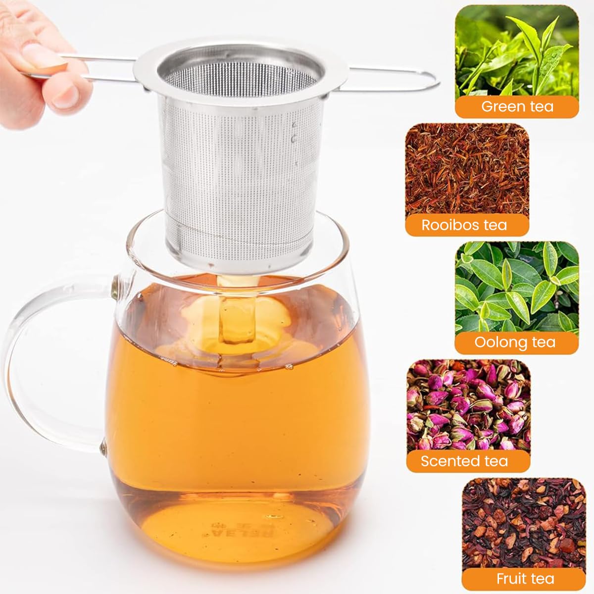 Zeitel® 304 Stainless Steel Tea Infuser Tea Strainer with Folding Ears Tea Filter for Loose Tea Chamomile, Green Tea Loose Leaves 5 inches Fine Mesh Strainer for Teapots, Cups, Mugs