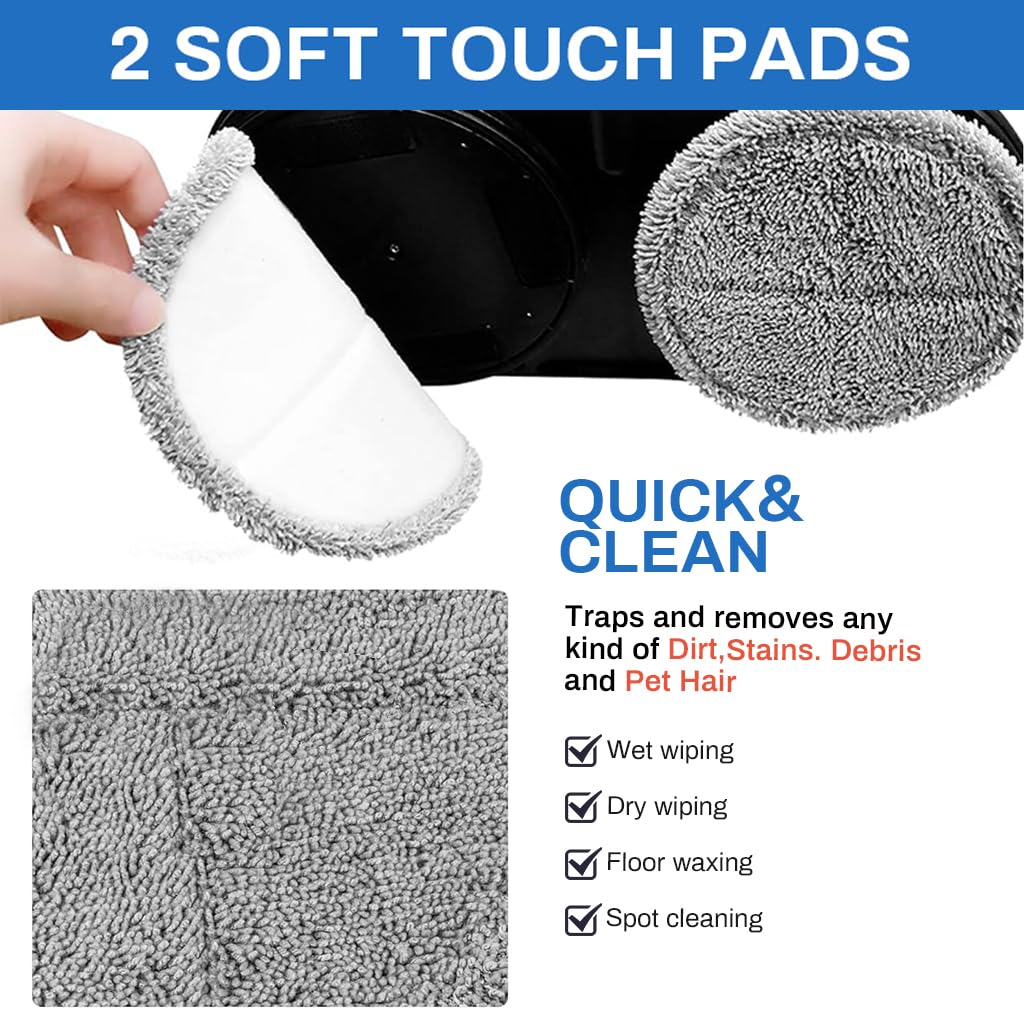 Verilux Replacement Mop Pads for AGARO Floor Scrubbers 16cm with Textured Scrubbing Surface | Reusable and Super Absorbent Cleaning Pads