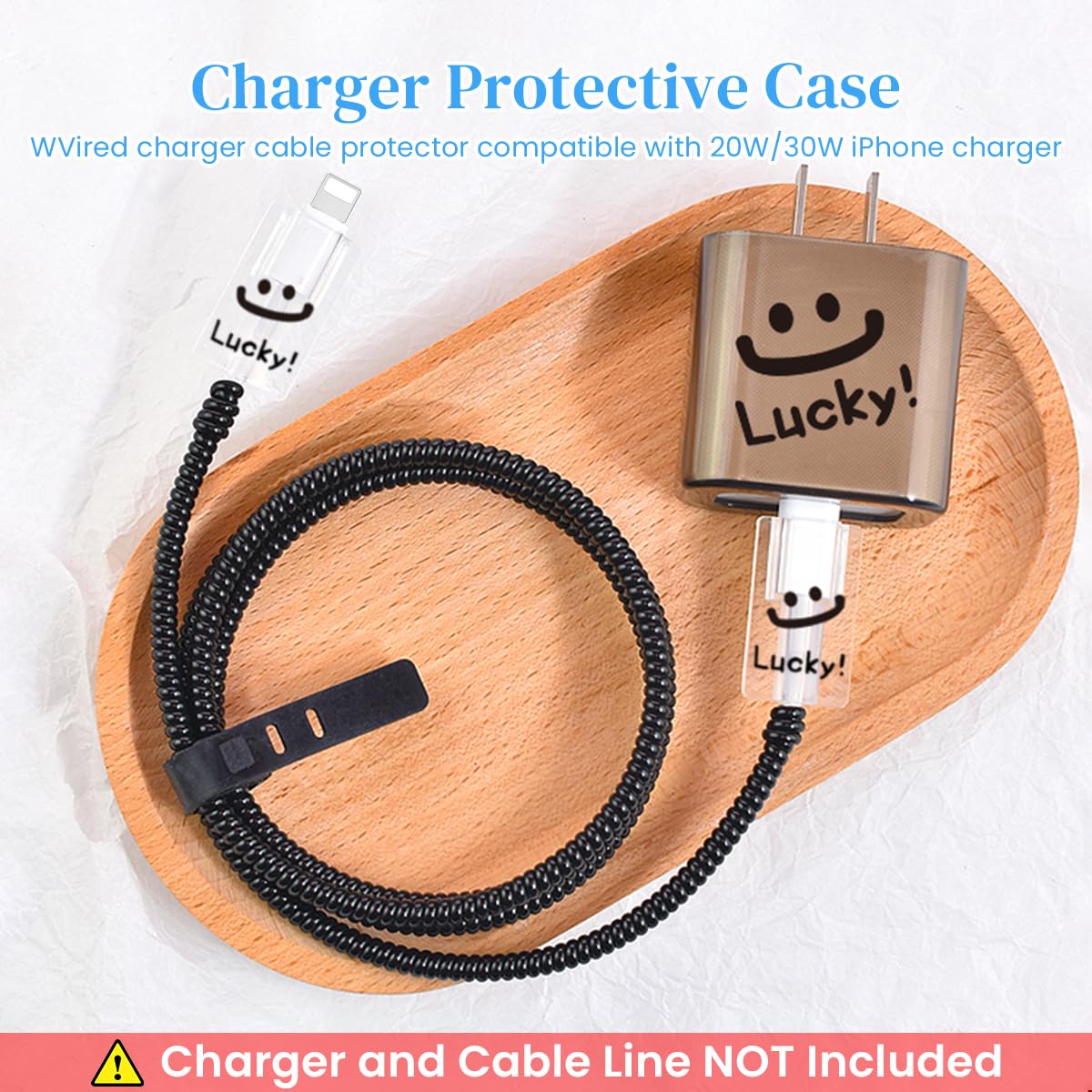 Verilux® Charger Protectors for 20W iPhone 15 Charger Power Simle Face Charger Protector Charging Cable Spring Coil Protector Charging Cable Connector Sleeve Protector for iPhone Fast Charger, Grey