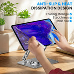 ZORBES® 360 ° Rotating Laptop Riser Stand, Carbon Steel Adjustable Laptop Holder Ergonomic Desk Support, Anti-Slip & Heat Dissipation Design, Folding Travel Notebook Stand with for Desk & Office