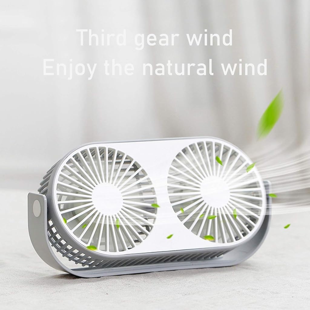 ZIBUYU® USB Fan Portable High Speed Desktop Fan, Dual Fan with 3 Speeds, Quiet Aromatherapy Table Desk USB Fans with Stand, Cooling Fan for Home, Office, Study - 1