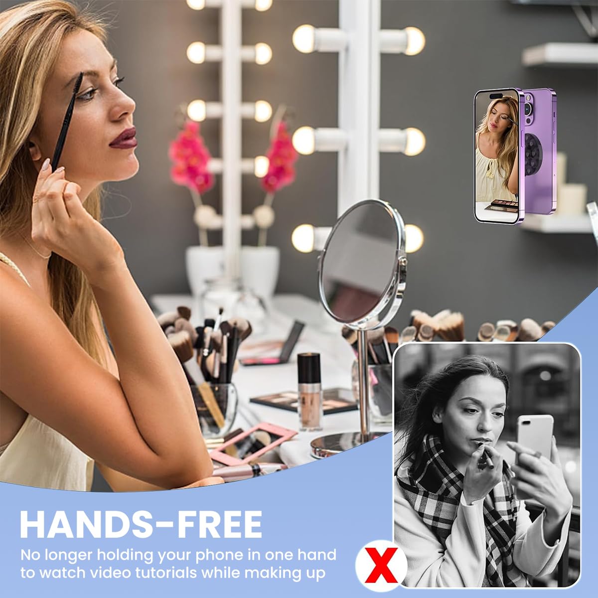 ZORBES® Magnetic Suction Cup Phone Mount, Silicone Suction Phone Case Grip Stand Holder for MagSafe, Hands-Free Mirror Shower Phone Holder Mount Fit, TikTok CreatorVideosSelfies