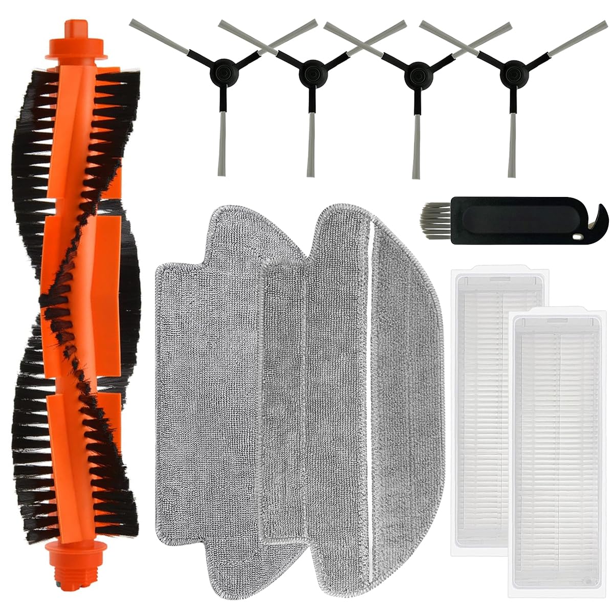 Verilux® Sweeping Robot Accessories Set Compatible for Robot Vacuum S10, Replacement Spare Parts Accessories, Main Side Brush Filter Mop Cloth
