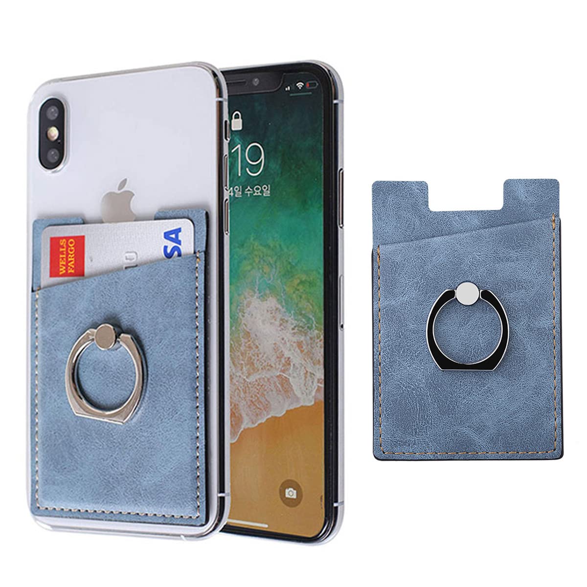 Phone Card Holder with Finger Ring -Blue (multi2)