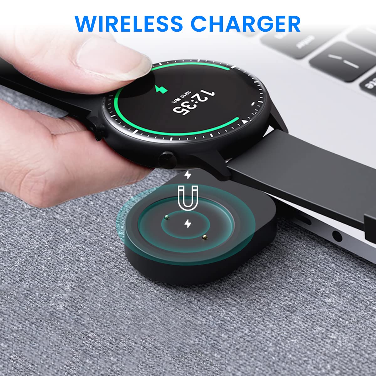 ZORBES® Charger for Amazfit Smart Watch 2 in 1 USB Wireless Charger with Charging Dock for Amazfit GTR 2GTR 2eGTS 2GTS 2eGTS 2 Mini/Pop/Pop Pro,Mini USB Charger Cable for Amazfit Watch,Black