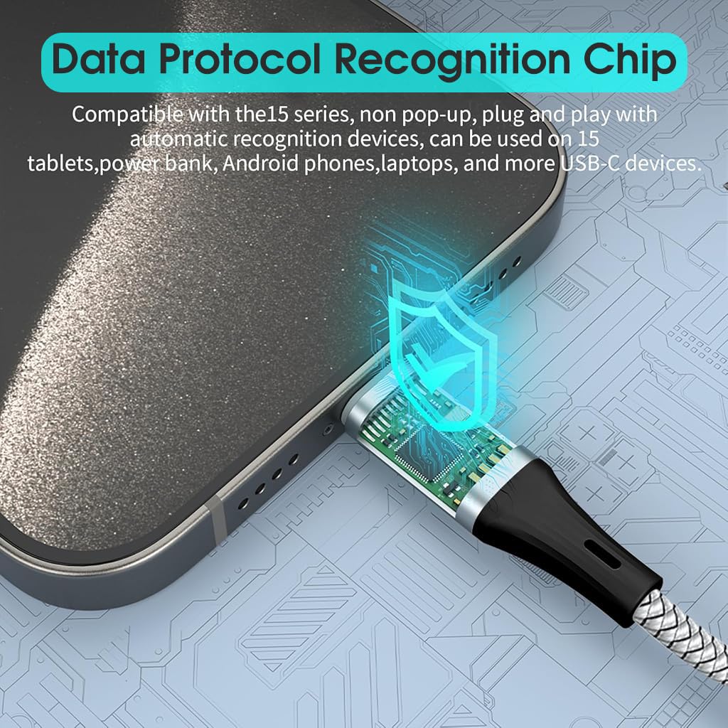 Verilux iPhone Adapter Cable for Charging and Data Transfer with 60W PD Fast Charge | Nylon Braid Design