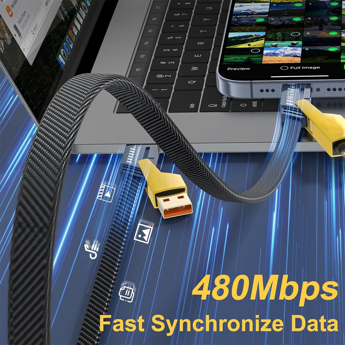 Verilux USB Type C Cable 4 In 1 3.3Ft with PD 65W Fast Charging & 480Mbps Data Transfer | Braided Nylon