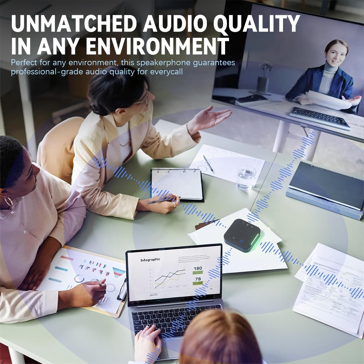 Verilux Conference Microphone Speaker for Meetings with 4 m 360° Voice Pickup | Gray USB Plug and Play