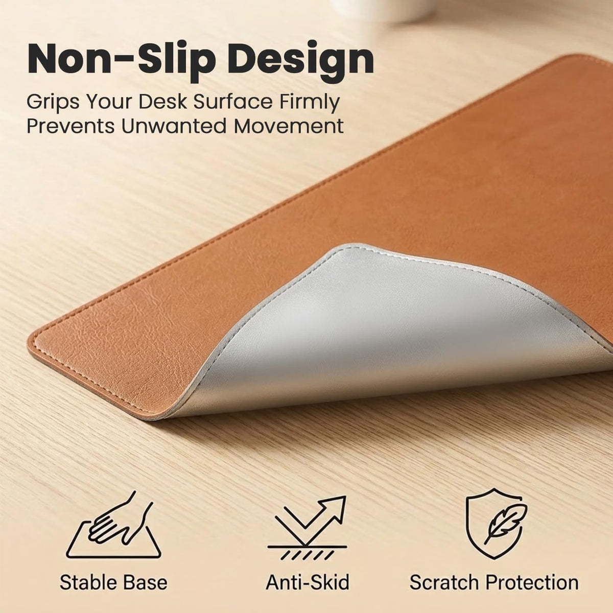 ZORBES Large PU Leather Desk Mat 90×45cm