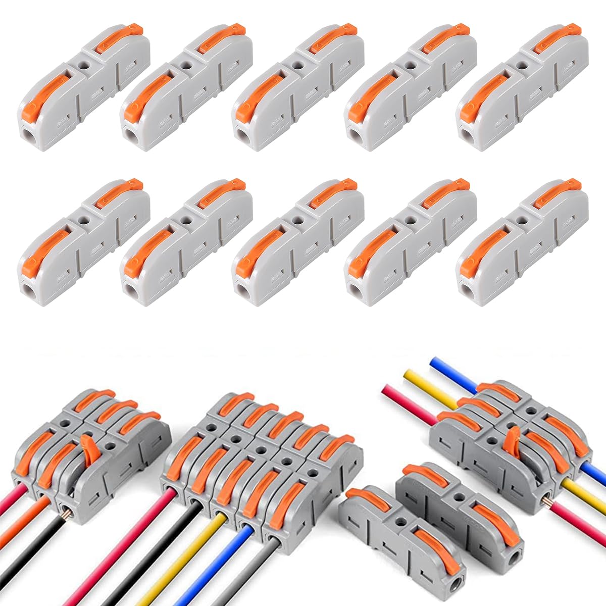 Serplex® 68Pcs Compact Wire Connector Kit SPL-1, 1-1 Inline Splicing Cable Connectors for 28-12 AWG, Reusable Flame-Retardant Electrical Terminals for DIY Wiring, Building Projects/Light Modifications