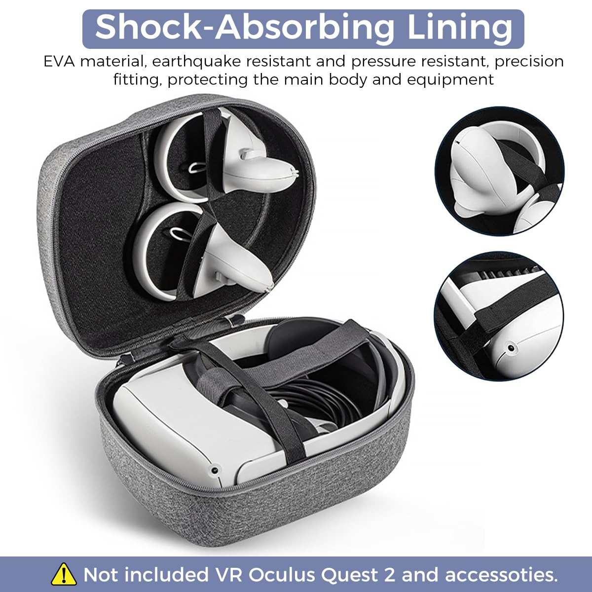 Verilux VR Headset Carrying Case for Meta Quest and Pico 4 with Hard EVA Shell | Grey