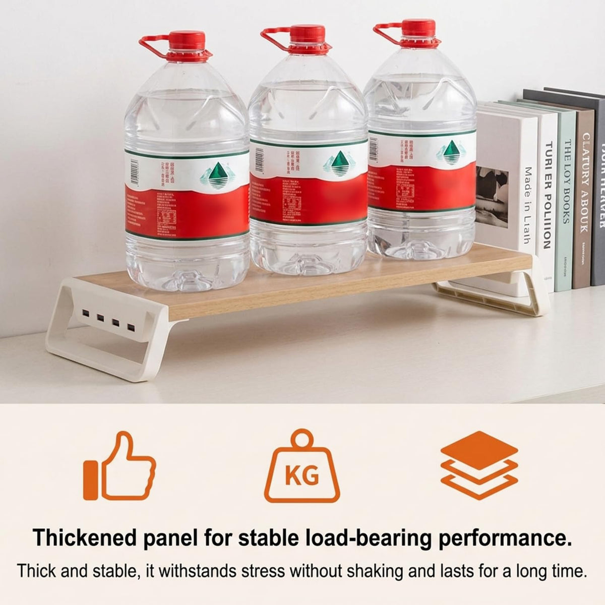 ZORBES Wooden Monitor Stand Riser with 4 USB Ports & Under-Desk Storage
