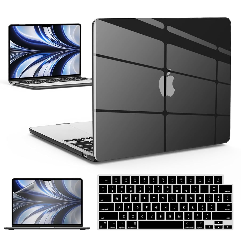 ZORBES® Compatible with M2 2024 2023 2022 MacBook Air 13 inch case, Model A2681, Hard Shell Case&Keyboard Cover&Screen Film for New M2 Mac Air 13.6 with Touch ID, Crystal - verilux