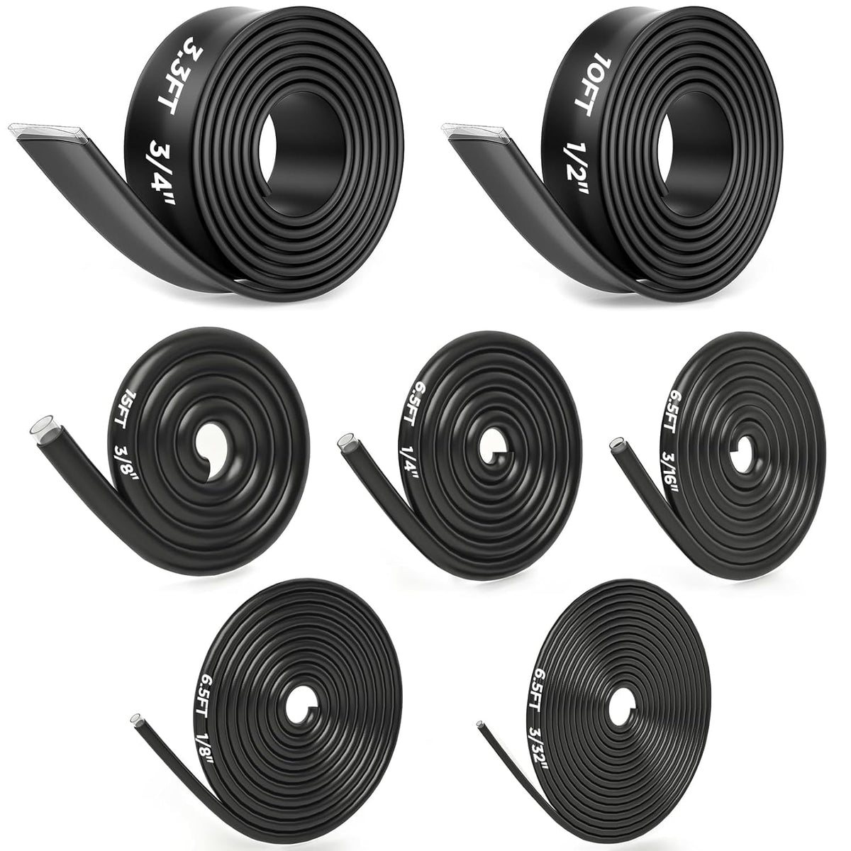 Serplex® Heat Shrink Tubing Kit 10 Sizes 3: 1 Ratio, PE+EVA Heat Shrink Tubes Assortment (1.6-19.1mm), Waterproof Insulated Wire Wrap for Electrical Cable Repair, Automotive, Wire Protection