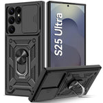 ZORBES® Compatible with Samsung Galaxy Phone Case for Samsung Galaxy S25 Ultra Magnetic Anti-scratch Bumper Phone Case with Folding Kickstand Phone Grip & Sliding Camera Shield