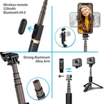 Verilux Bluetooth Extendable Selfie Stick with Wireless Remote& Tripod & Detachable Pan-Tilt for Samsung/Oppo/iPhone/Vivo/OnePlus/CameraAll Smart Phones-82cm Long Rotatable