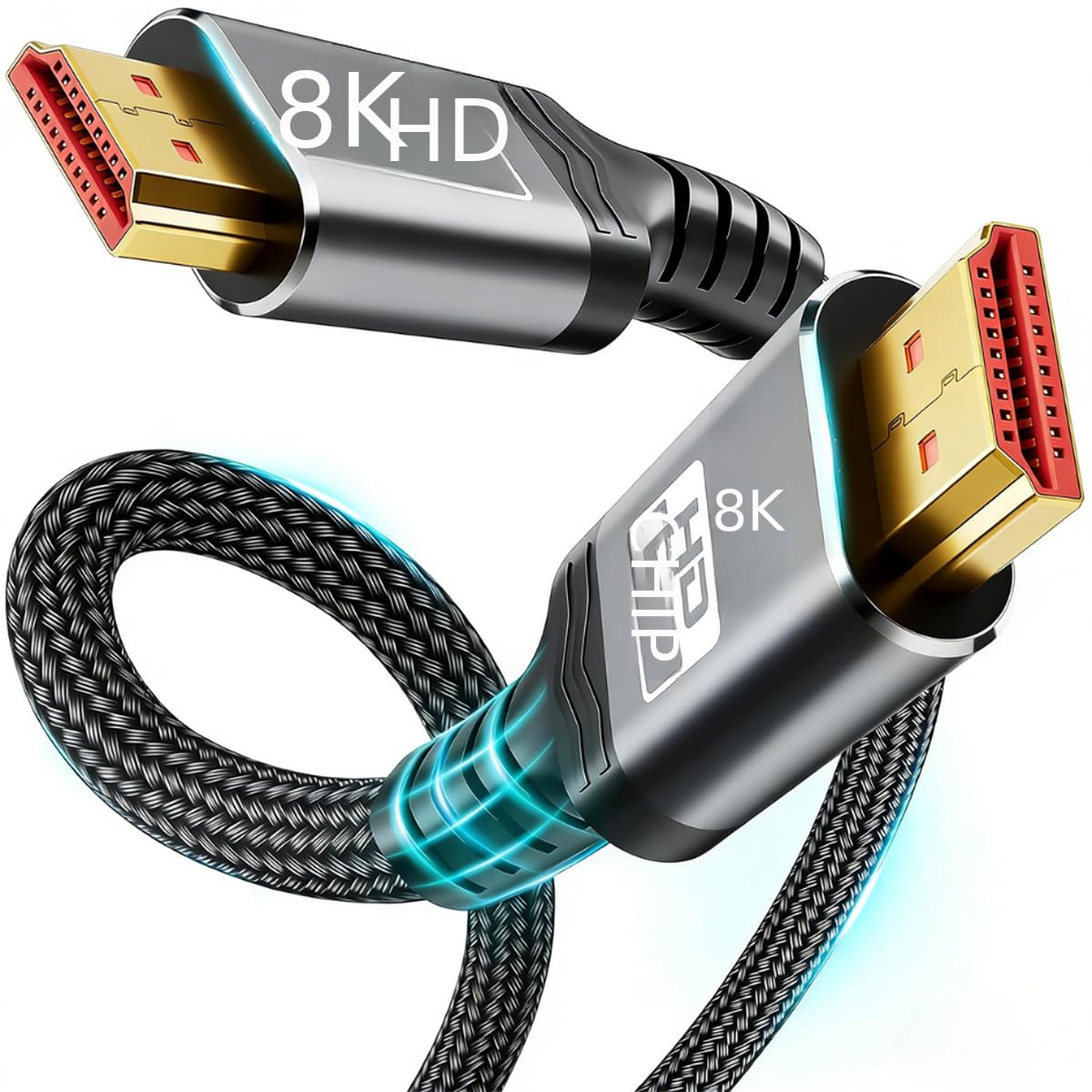 Verilux® 2M/6.6Ft HDMI Cable, HDMI 2.1 Cable Nylon Braided Support 8K@60Hz & 4K@120Hz Ultra High Speed and Backward Compatible for PS5, PS4, Xbox, PC, Monitor Projector TV, Roku, Switch