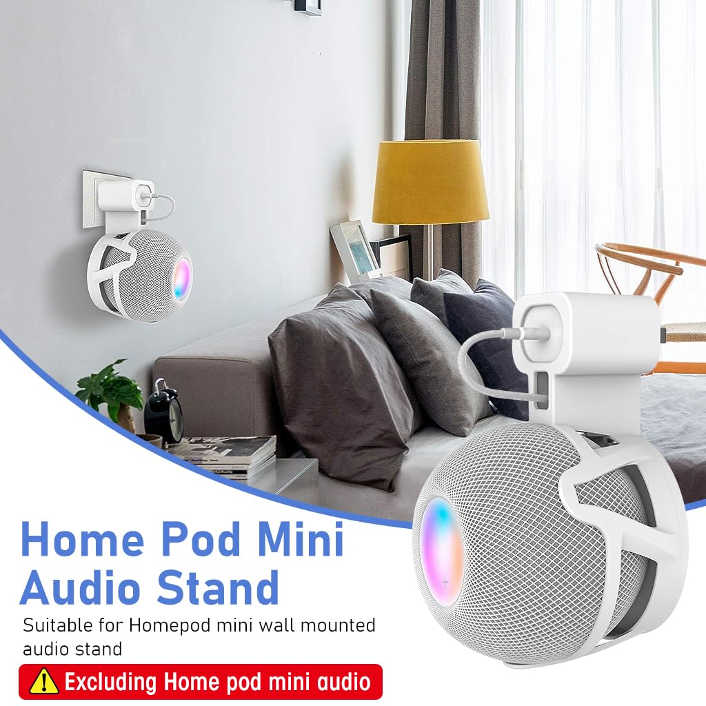 ZORBES® Wall Mounted Holder for Apple Homepod Mini Speaker Wall Holder for Homepod Mini with Cord Management Homepod Mini Mount Space-Saving Accessory for HomePod Mini Smart Home Speaker (Only Holder)